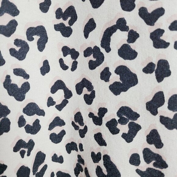 Lucky Brand Sz Large Women's Hooded Cropped Shirt Rolled Hem Animal Print Cream - Picture 3 of 9